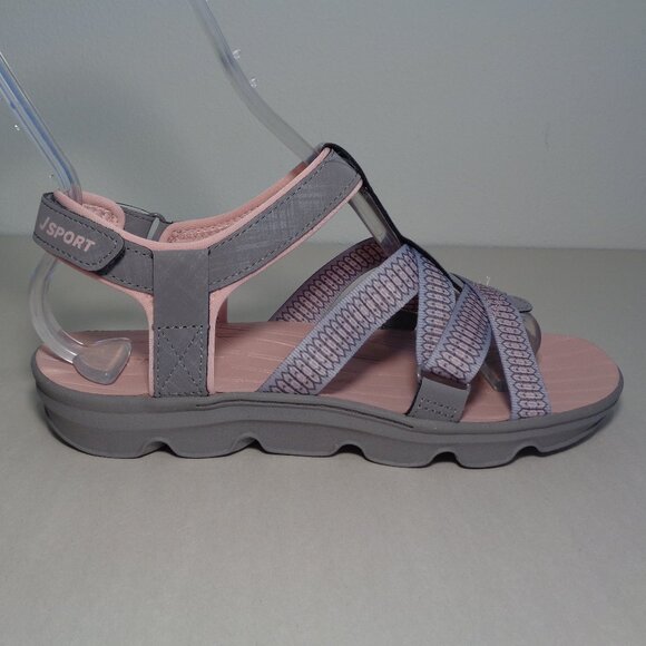 JSport by Jambu Size 6 M KAIA Grey / Pink Geometric Sandals New Women's Shoes - Picture 2 of 16